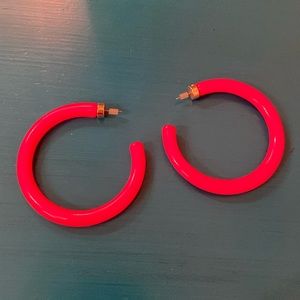 Neon Pink Acrylic Hoop Earrings
